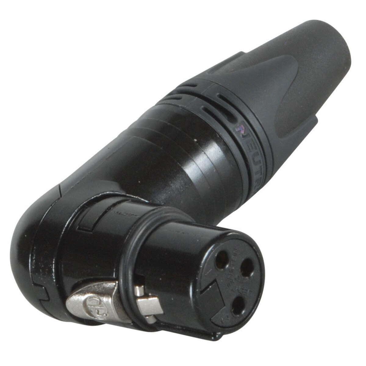 Neutrik NC3FRXB XLR Connector 90 Degree Right Angle Female Black Gold